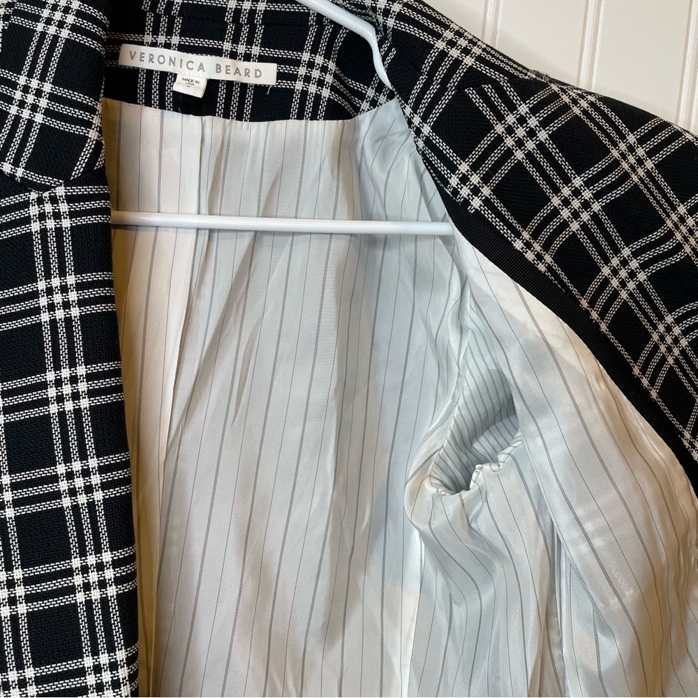 Veronica Beard Jenny Check Plaid Short Sleeve Dickey Jacket Black White Size 2 - Picture 7 of 10